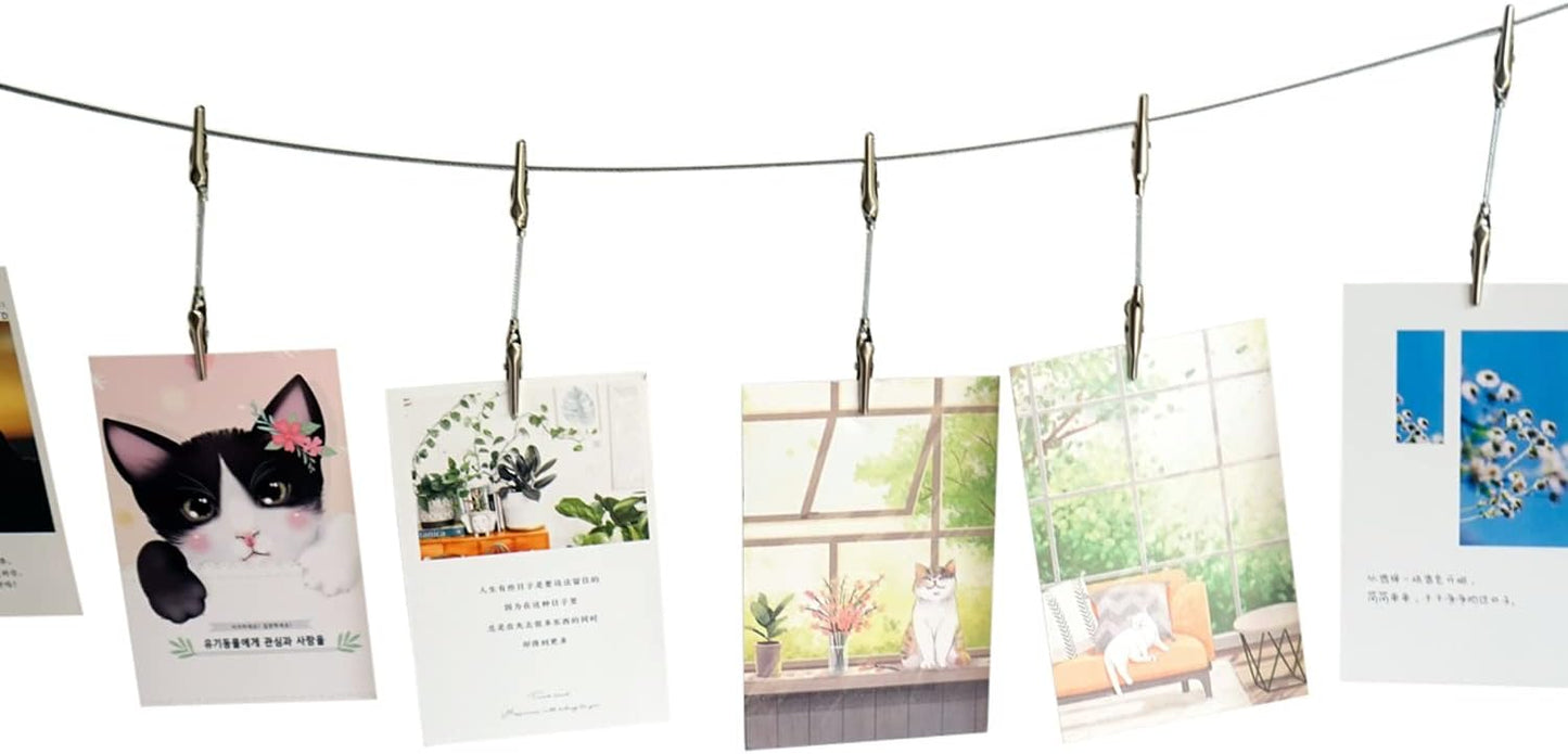 Wall Hanging Photo Display, DIY Picture Photo Frame String with 12 Clips for Hanging Photos Notes and Artworks (Adjustable Alligatory Clip)