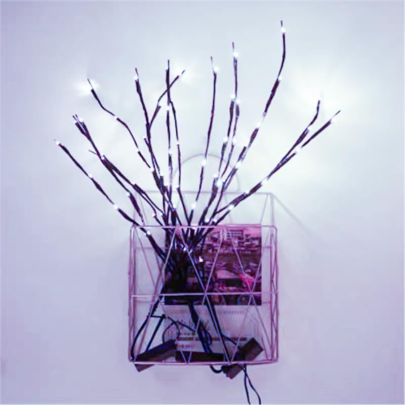 MENCH Branch Lights,3 Pcs Twig Light USB&Battery Powered 8 Flashing Modes by Remote Control.Branch Lights for Indoor, Light Up Decorations for Halloween Day and Christmas,Pure White