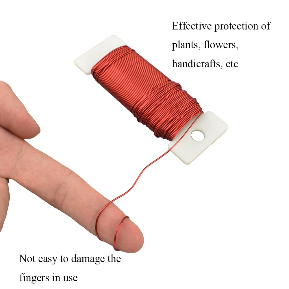 HAHIYO 22Gauge Red Metal Floral Wire - 1 Roll, 38 Yards (115 Feet) - Flexible Paddle Wire for Craft, Christmas Wreath, Flower Arrangement, Bouquet Wrapping, Wedding, DIY