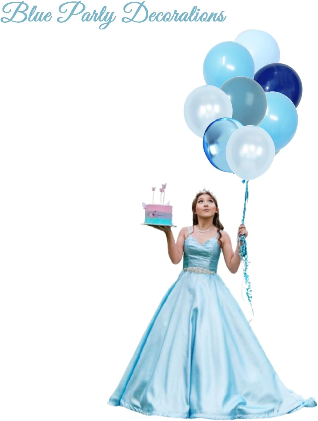 Blue Balloons, Light Blue and Navy Blue Birthday Balloons Party Decorations- 48Pcs 12inch Shades of Baby Blue, Pearl & Metallic Blue Latex Baloons for Balloon Arch Kit - Baby Shower Boy, Men Party