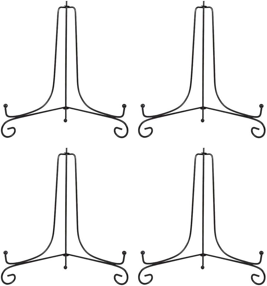 (4 Pack) Iron Display Stand, Black Iron Easel Plate Display Photo Holder Stand, Displays Picture Frames,Decorative Plates and Art 10 Inch