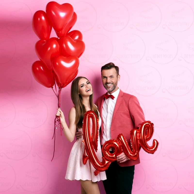 AFTERLOON® Biodegradable Balloons 100 pcs Pastel Baby Pink 10 Inch Heart Shaped, Thickened Extra Strong Natural Latex Helium Float, Proposal Marriage Love Baby Shower Gender Reveal Wedding Bridal