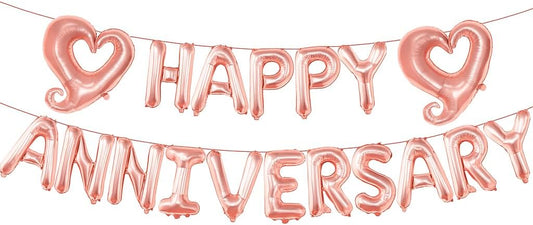 KatchOn Rose Gold Anniversary Balloons - 18 inch Letters, Hook Heart | Rose Gold Anniversary Banner & Backdrop