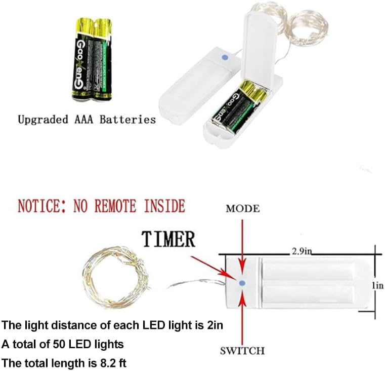 ZNYCYE 50 LED Fairy Lights with Timer,8.2Ft 8 Modes Battery Operated Fairy Lights, 4 Pack Mini Led String Lights for DIY Wedding Bedroom Mason Jar Vases Table Party Christmas Decoration (Warm White)