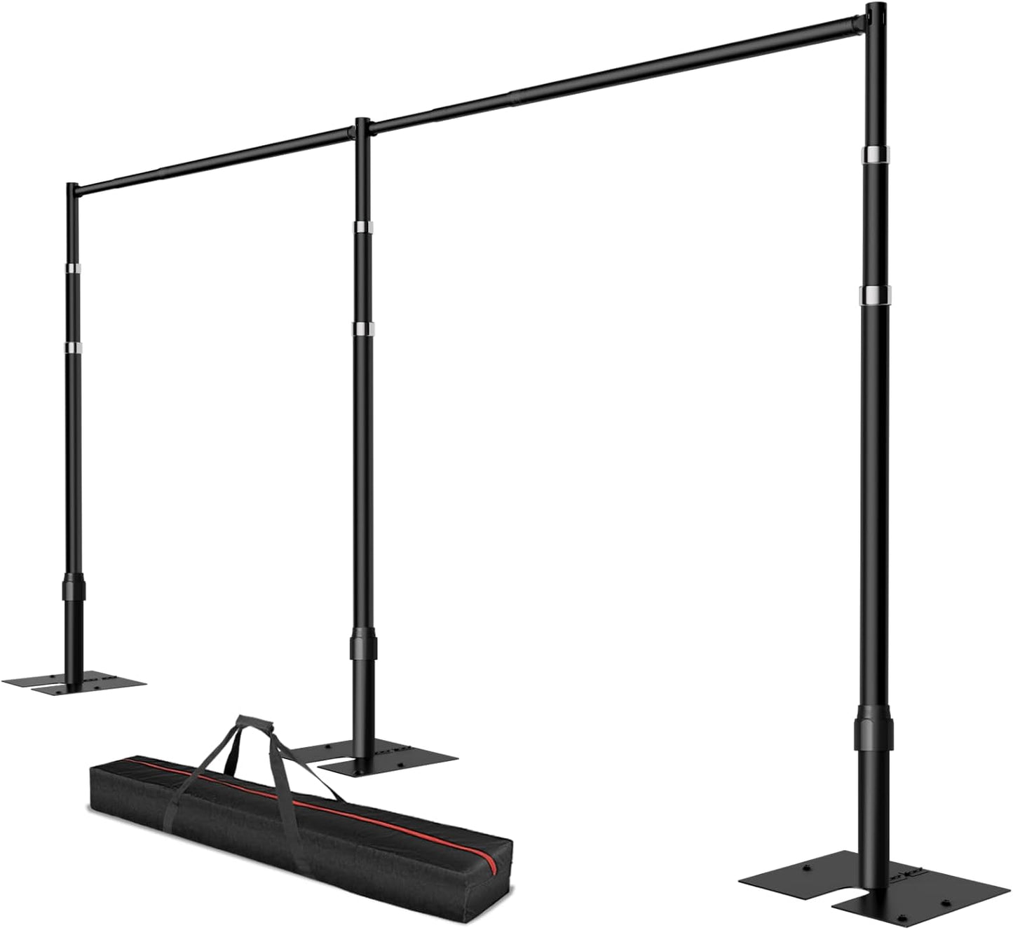 Pipe and Drape Backdrop Stand, 20x10ft Heavy Duty Adjustable Background Frame with Metal Base, Back Drop Holder for Parties Photography Wedding Photoshoot Decoration - Black