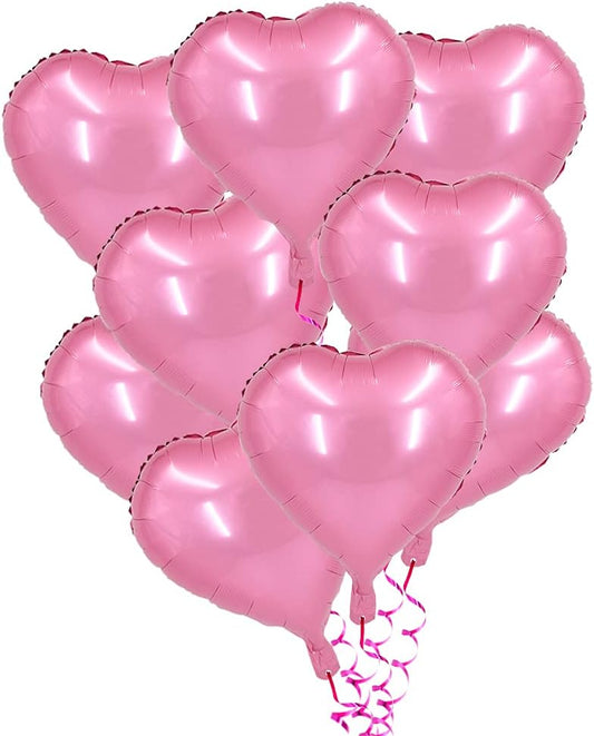 BEISHIDA 30 pcs18inch Pink Heart Shape Foil Mylar Balloons for birthday party decorations, Wedding decorations, engagement party, celebration, holiday, show, party activities.