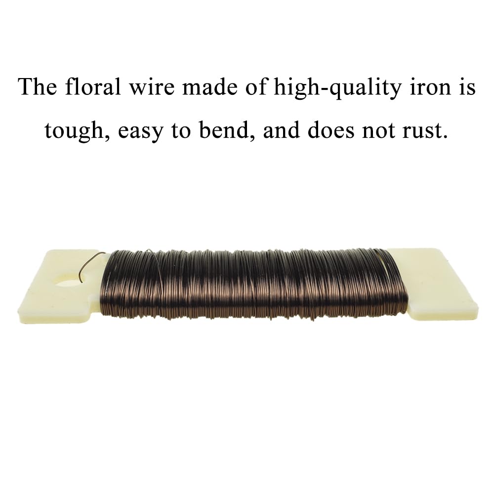 HAHIYO 26Gauge Coffee Color Metal Floral Wire - 1 Roll, 38 Yards (115 Feet) - Flexible Paddle Wire for Craft, Christmas Wreath, Flower Arrangement, Bouquet Wrapping, Wedding, DIY