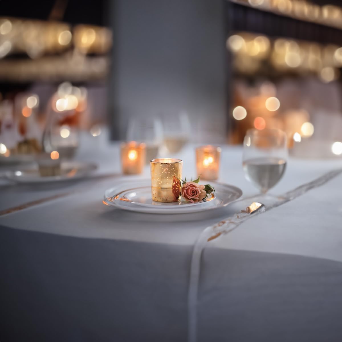 WGV Gold Speckled Tea Light Votive Candle Holder 2.2x2.75, Small Tiny Utility Cylinder Mercury Glass Vase, Home Accent Decor, 6 Pieces