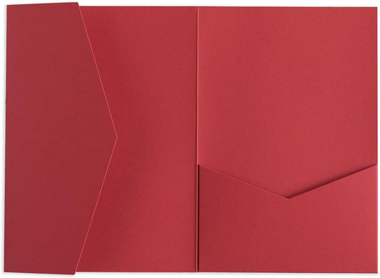 20 PCS Red Tri-fold Laser Cut Wedding Invitation Pockets for 5x7 Wedding Cards Bridal Shower Engagement Quinceanera Invitation