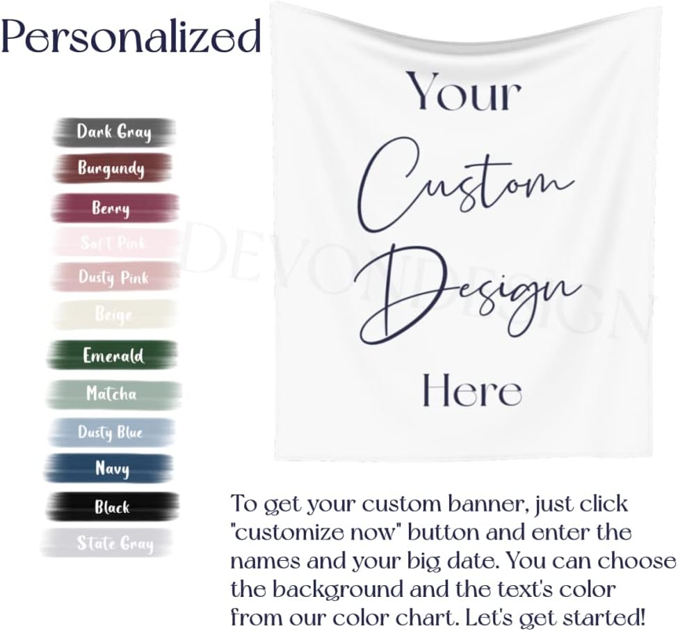Custom Tapestry - Create Your Own Personalized Backdrop Wall Hanging Art - Upload Your Photo Text - Engagement & Wedding Banner
