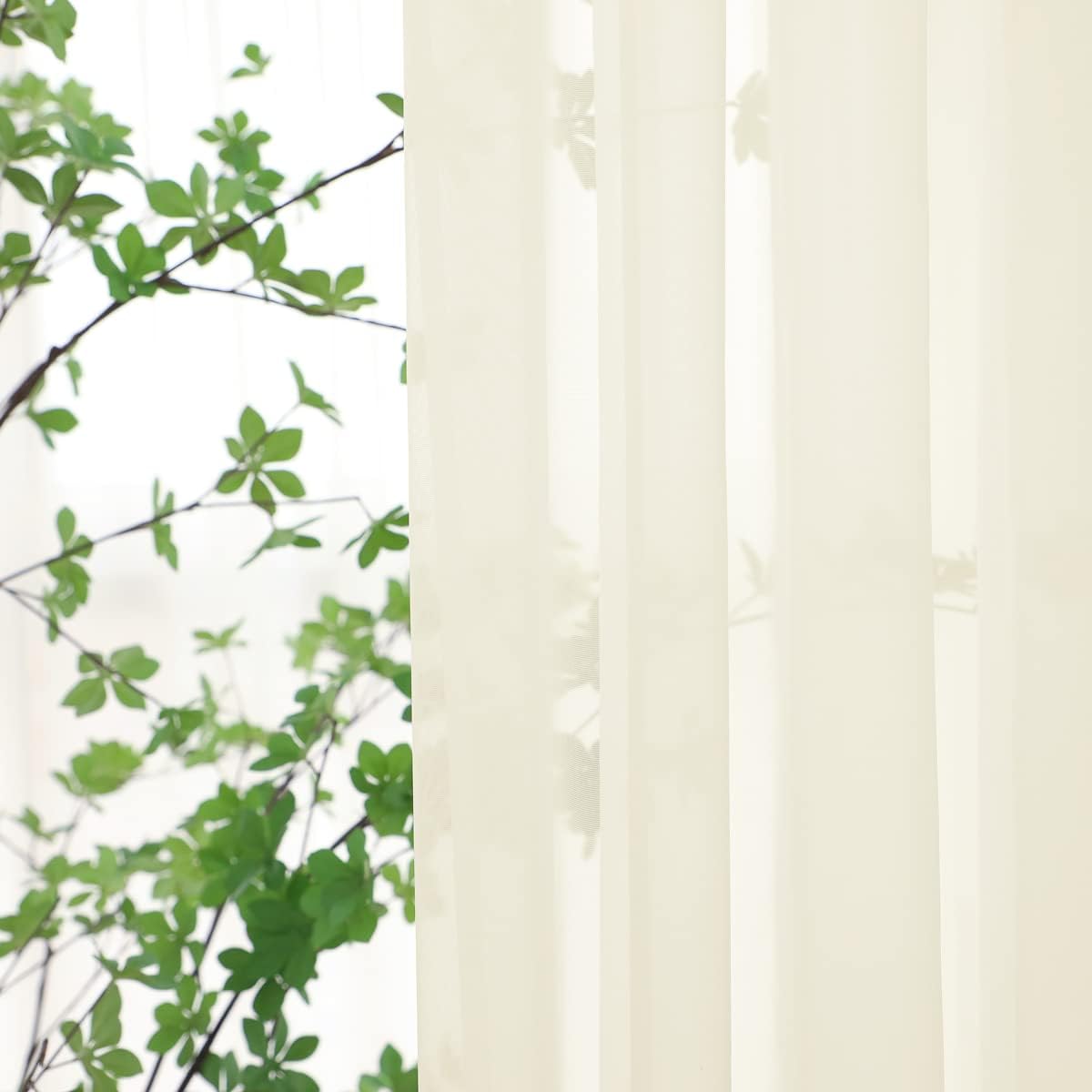 Window Beige Sheer Curtains 145 Inches Long 2 Panels Sheer Curtain Basic Rod Pocket Panel for Bedroom Children Living Room Yard Kitchen (Beige, 52" W x 145" L | 2 pcs)