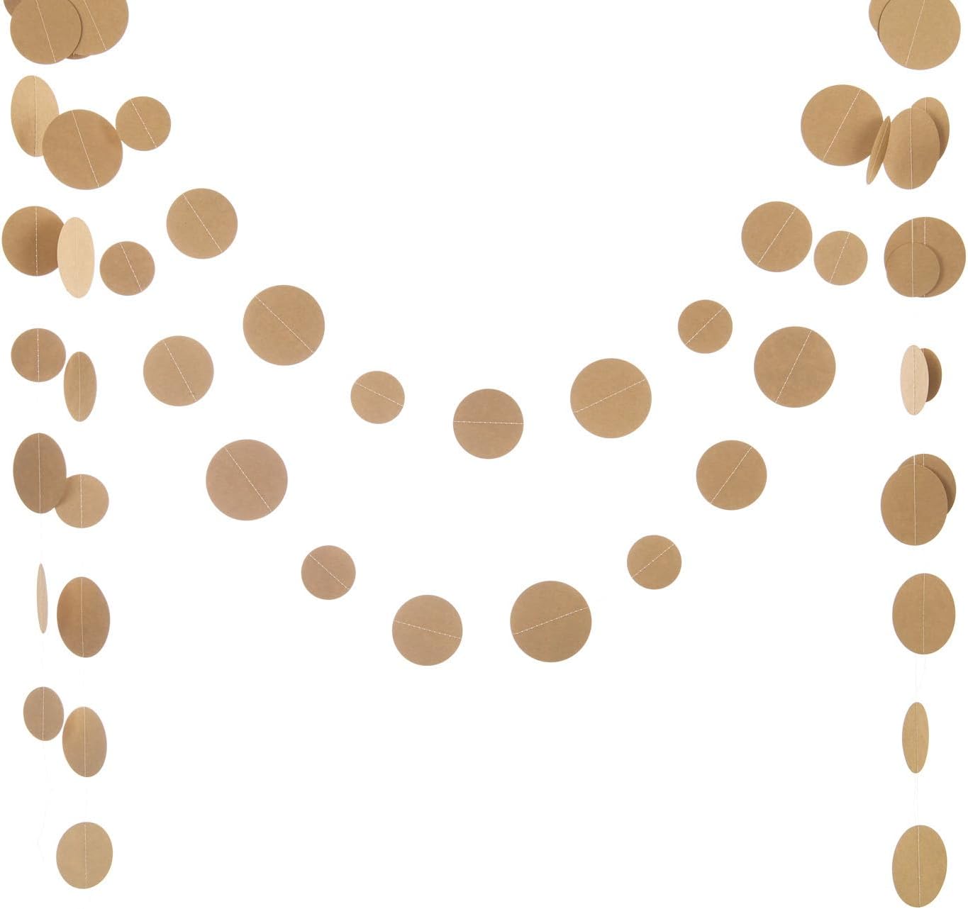 WEVEN Kraft Paper Garlands Circle String Decorations Party Streamers Backdrop, 20 Feet