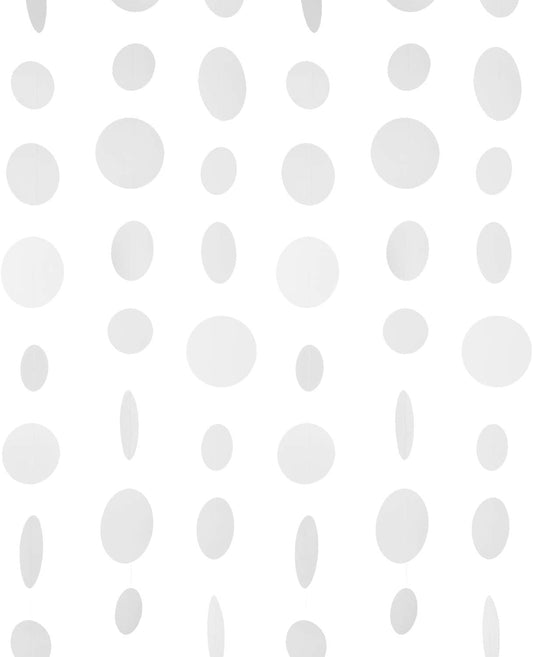 White Paper Garland Circle Dot Party Banner Wall Streamers Backdrop Ceiling Hanging Decorations, 20 Feet in Total