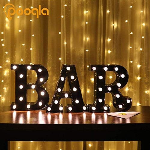 Decorative LED Illuminated Letter Marquee Sign - Alphabet Marquee Letters with Lights For Wedding Birthday Party Christmas Night Light Lamp Home Bar Decoration E, Black