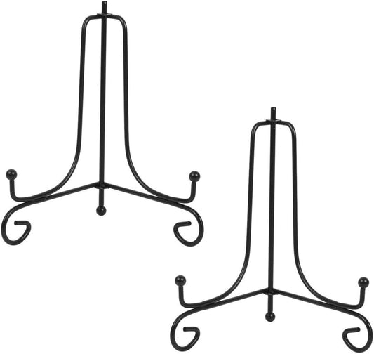 (2 pack)Iron Display Stand, Black Iron Easel Plate Display Photo Holder Stand, Displays Picture Frames, Cookbooks, Decorative Plates, Tablets and Art 7 Inch