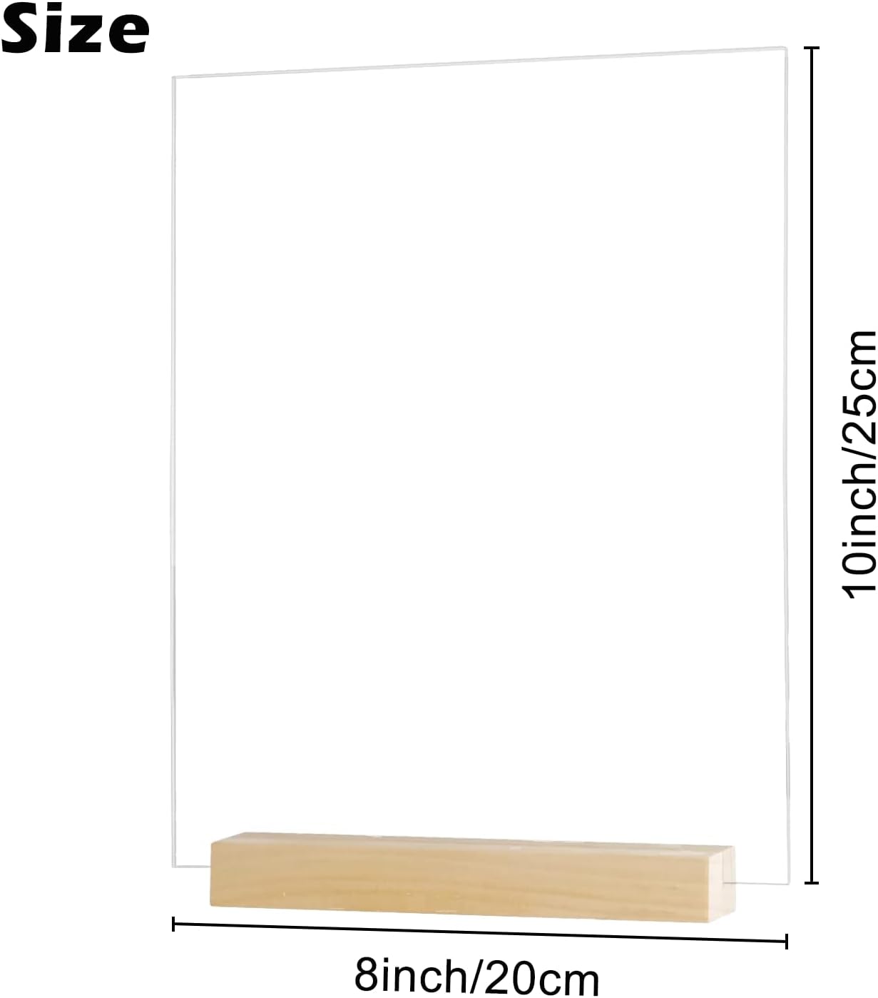 6 Pack 8x10 Inch Frosted Arch Acrylic Sign with Stands, Frosted Acrylic Table Signs, Arched Round Top Sheet, DIY Arch Blank for Wedding Table Number Menu Bar List Sign (Square Clear, Wood Stand)