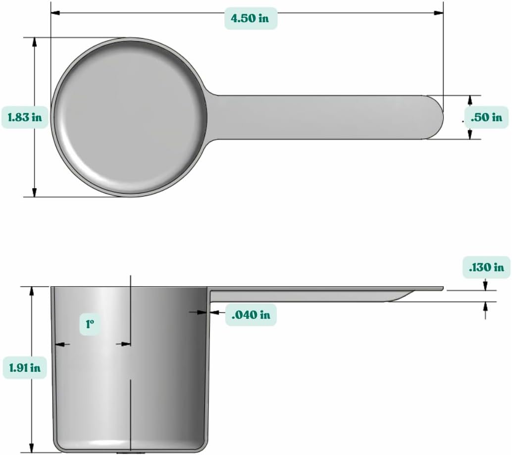 70 mL (2.37 Oz. | 4.73 Tablespoon) Long Handle Scoop for Measuring Coffee, Pet Food, Grains, Protein, Spices and Other Dry Goods (Pack of 1)