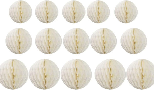 15pcs Honeycomb Balls Decorations 4'' 6'' 8'' Party Honeycomb Ball Flower Tissue Pom Poms Flower Ball Hanging Flower Balls for Baby Shower Birthday Wedding Nursery Decor(4'' 8'' 10'' Beige)