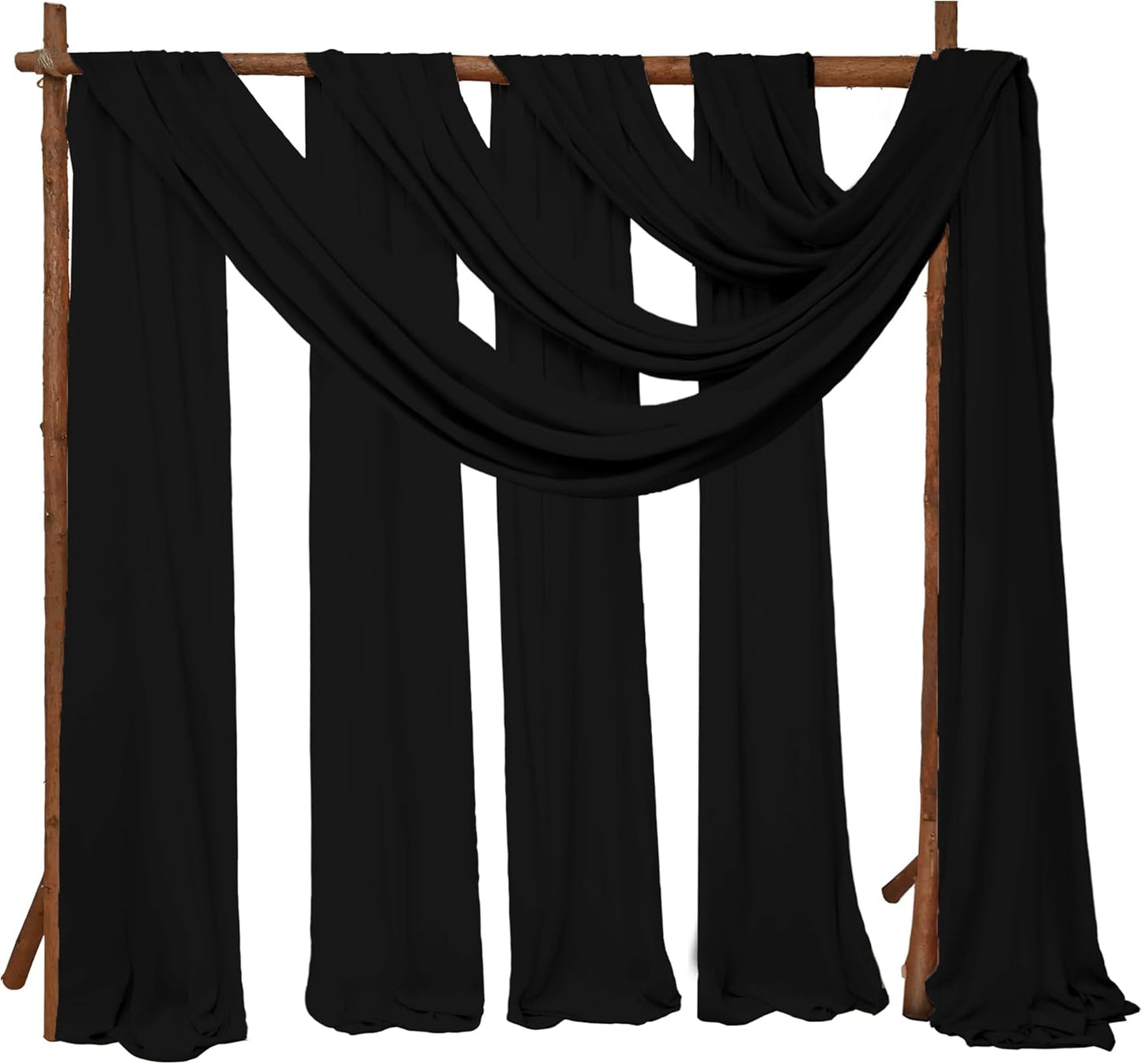 4 Panels Wedding Arch Draping Fabric 28 x 20Ft Chiffon Wedding Arch Drapes Chiffon Fabric Drape Sheer Backdrop Curtain for Weddings Party Ceremony Birthday Reception Swag Backdrop Ceiling Décor(Black)