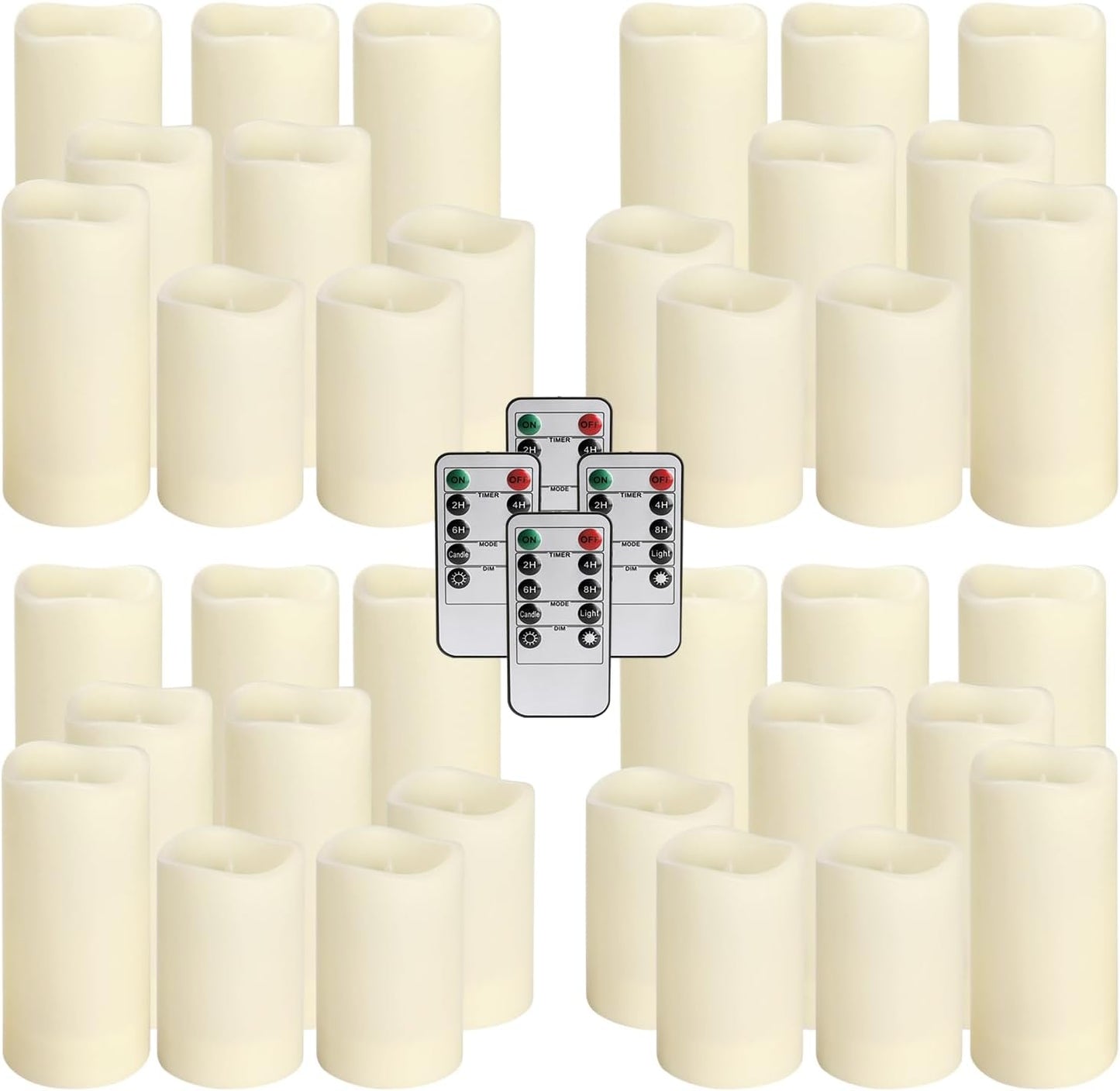 36 Pack Waterproof Flameless LED Candles - Outdoor Battery Operated Candles with Remote & Timer, Realistic Flickering Flame, Safe for Porch, Patio, Weddings, Parties & Home Decor