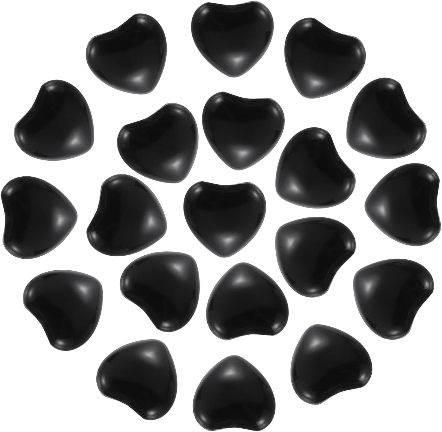 PATIKIL 20 Pcs Natural Heart Shaped Crystal Stone, 0.6 Inch Mini Polished Love Gemstone Crystal, Pocket Rock Engraved Worry Stones for Women Gifts Meditation, Black