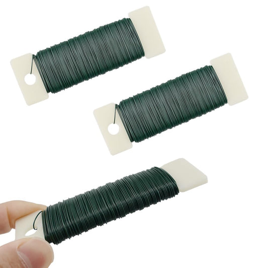HAHIYO 26Gauge Green Flexible Metal Floral Wire - 3 Rolls Total 115 Yards (345 Feet) for Crafts, Christmas Wreaths, Tree & Flower Arrangement