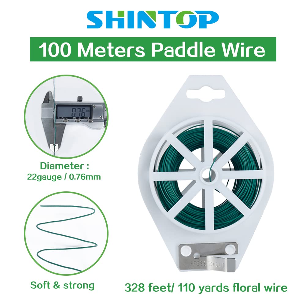 Floral Wire, 110 Yards Flexible Craft Wire for Wreath 22 Gauge Green Florist Supplies with Built-in Cutter for Christmas Tree, Garland and Flower Arrangements, Plant Support