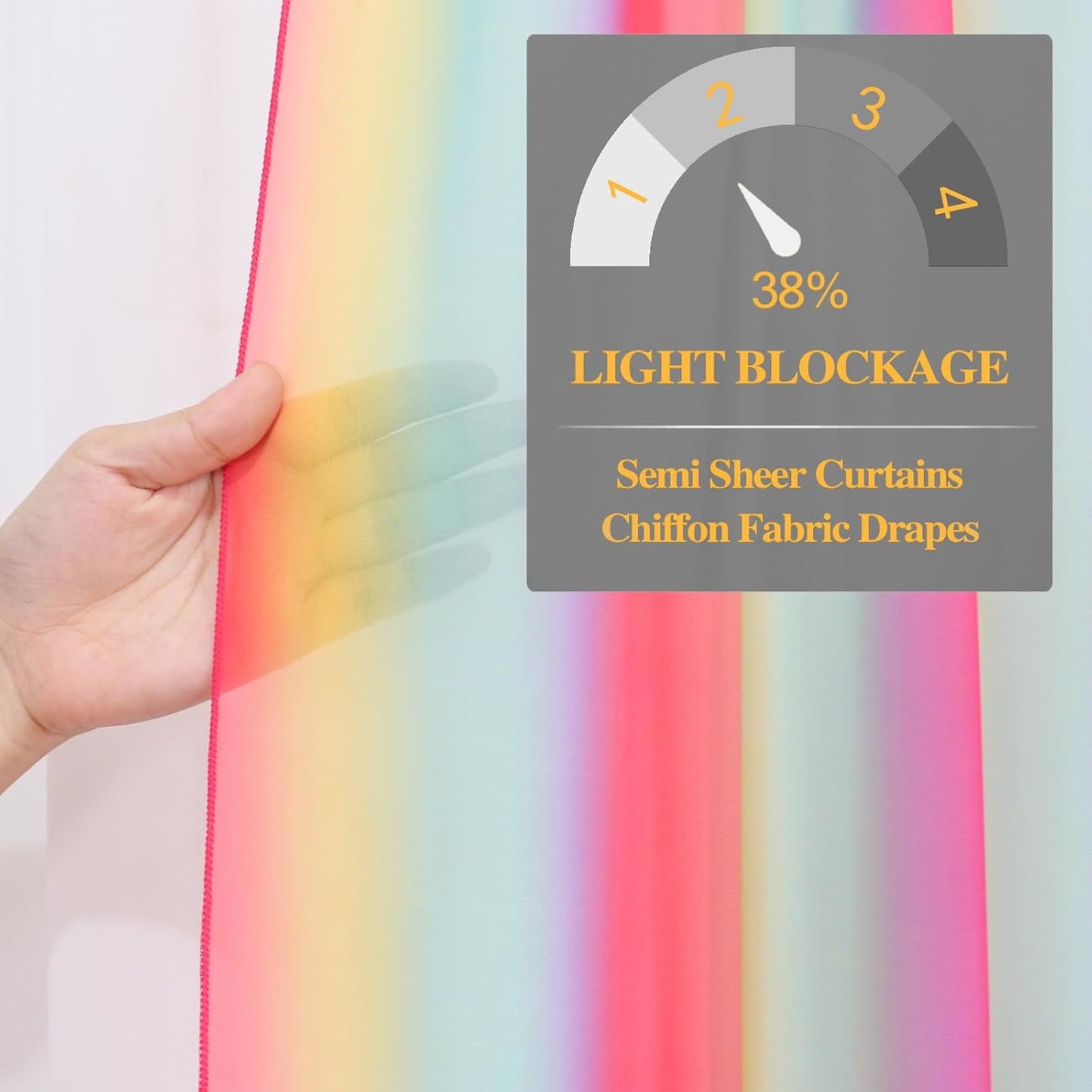 DUOBAO Rainbow Sheer Chiffon Wedding Arch Backdrop – 10ft Tall Fabric Arch for Ceremony,Elegant Event Decorations,Photo Booth, Birthday Party Decor –2 Panels, W29xL120
