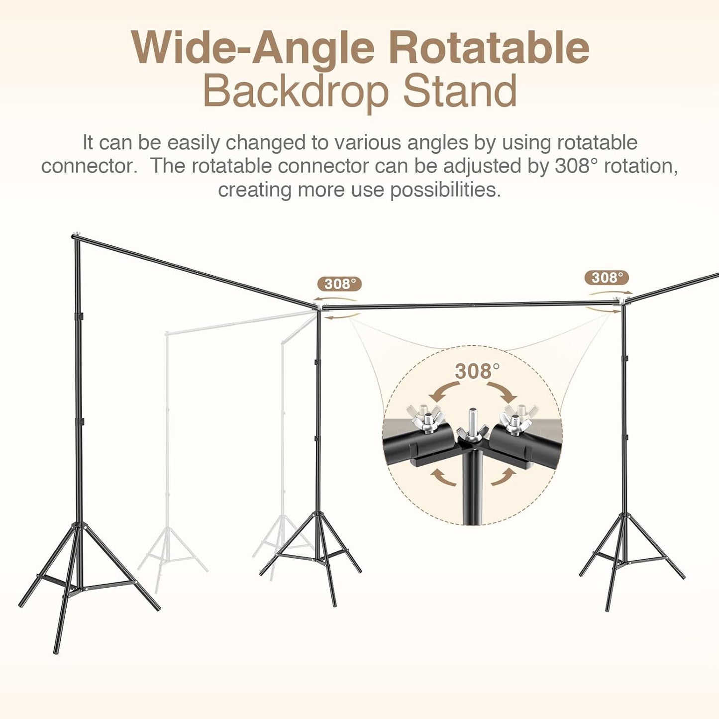 EMART Backdrop Stand, 30x7ft(WxH) Large Adjustable Background Support System with 308° Angle Rotatable Connector, 12 Clamps, 4 Sandbags and Carry Bag for Paties, Wedding, Photography Studio, Video