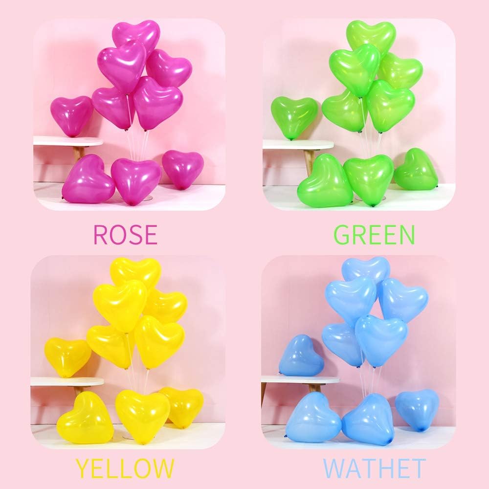 100 6-inch Heart shaped balloons 10 Kinds of Mixed Color Latex Balloons for Valentines Day,Propose Marriage,Wedding Party.(red, purple,yellow,green,blue, pink, white,orange,etc.)