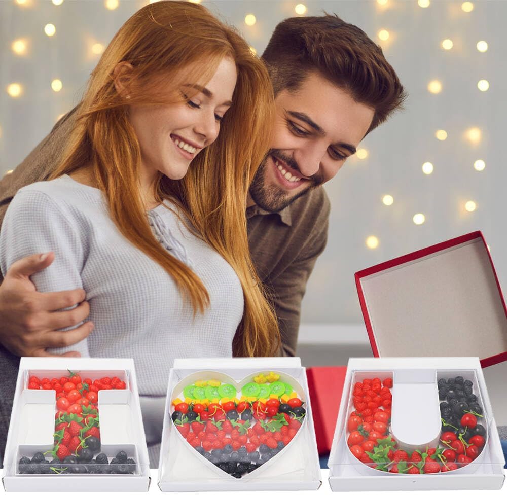 12" Fillable Cardboard Letter Charcuterie Gift Cupcake Box With Cover Sweets Packaging (Heart)