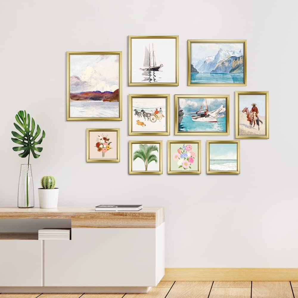 LaVie Home 4x4 Picture Frames (12 Pack, Gold) Simple Designed Photo Frame with High Definition Glass for Wall Mount & Table Top Display, Set of 12 Classic Collection