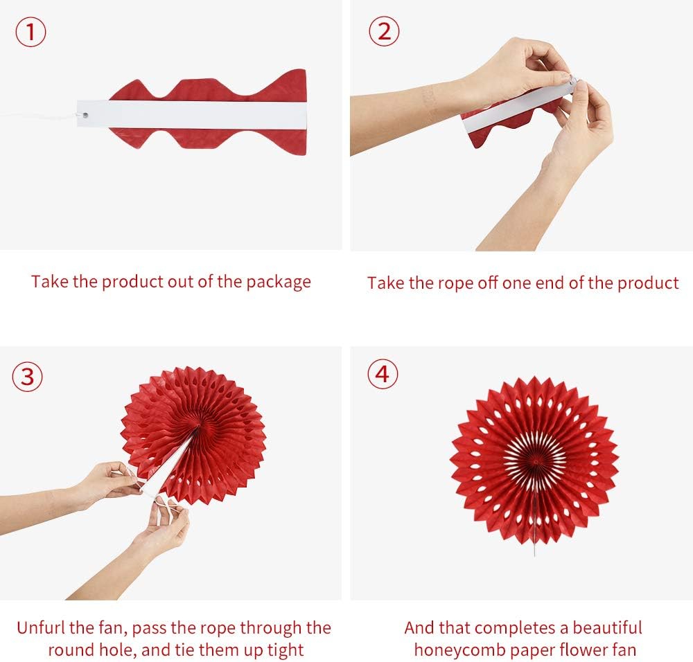 BEISHIDA Red White Blue Hanging Honeycomb Round Paper Fans Decoration Patriotic Theme Tissue Paper Fan Garland for Baby Shower Kid Birthday Graduation Wedding Party Supplies（11packs）