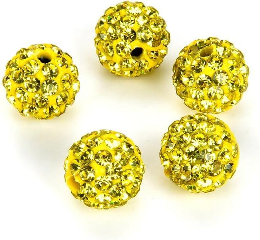 25pcs Adabele Grade A Suncatcher Crystal Rhinestone Pave Loose Beads 8mm Citrine Yellow Polymer Clay Disco Ball Spacers Compatible with Shamballa All Craft Jewelry Making DB8-29