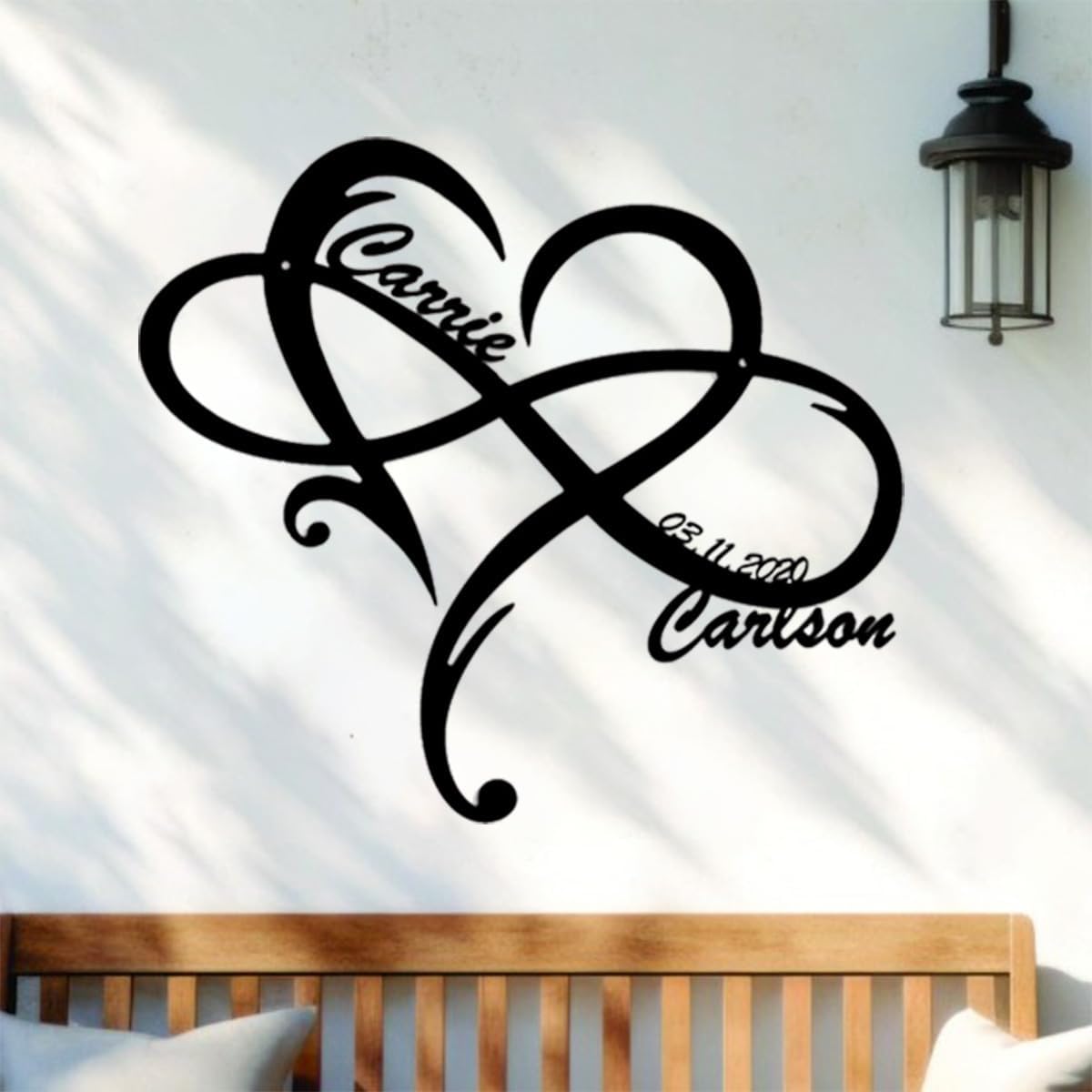 NAZENTI Personalized Metal Sign Infinity Heart Gift For Couple, Wedding Gift, Family Name Sign, Outdoor Name, Anniversary, Home Decor, Front Door