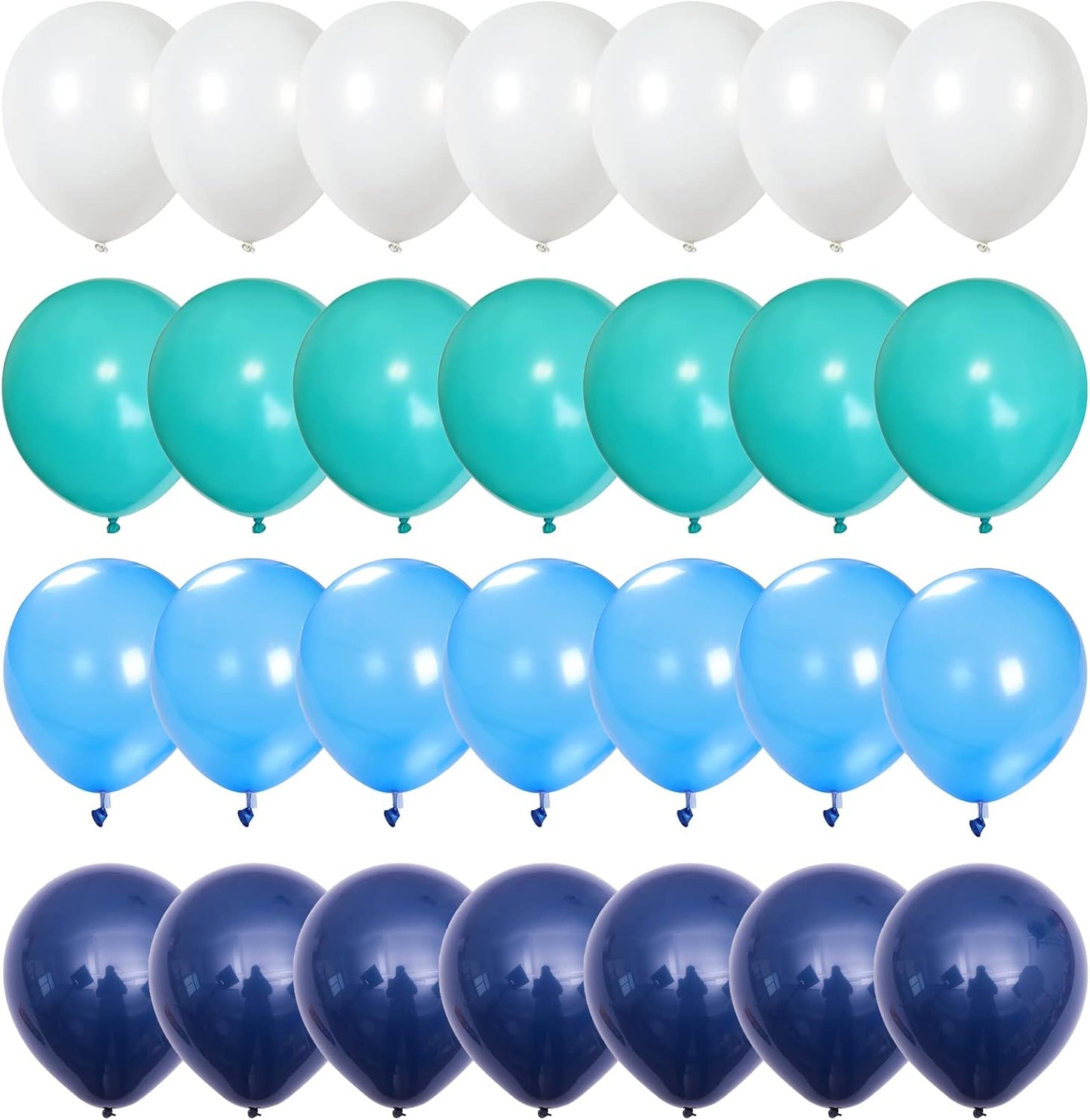 Blue White Balloons, 50 Pcs 12 Inch Teal Blue Navy Blue Light Blue Matte White Latex Balloons, Turquoise Blue White Aqua Balloon for Girls Boys Birthday Baby Bridal Shower Wedding Party Decorations