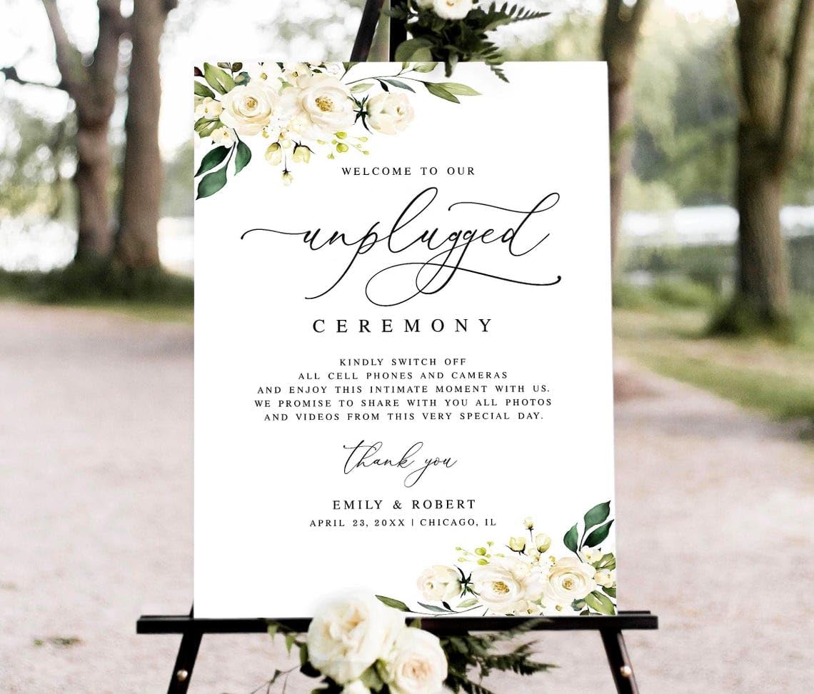 Wedding Welcome Sign, Wildflower Welcome Sign, 12" x 18" (Small), 27" (Medium), 36" (Large), Plastic, Modern, Pole Mount, Weather