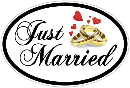 VictoryStore Magnets - Just Married Oval Car Magnet, Set of 2, Size 18 inches x 24 inches