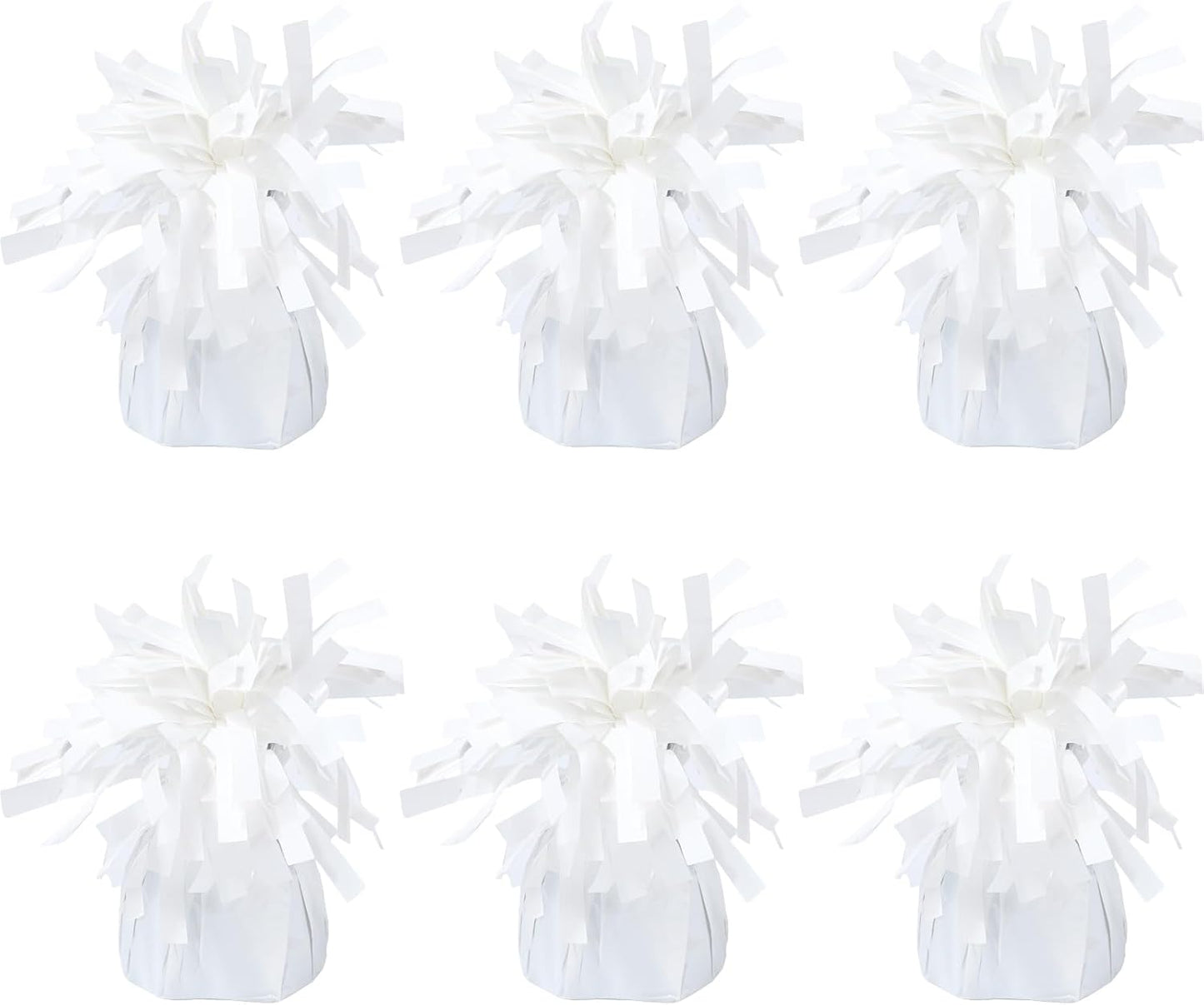 6 Pack White Balloon Weights Metallic Holder Anchors Balloon Holder Weights for for Birthday 2025 Graduation Party Christmas Wedding Celebration Decoration (White)