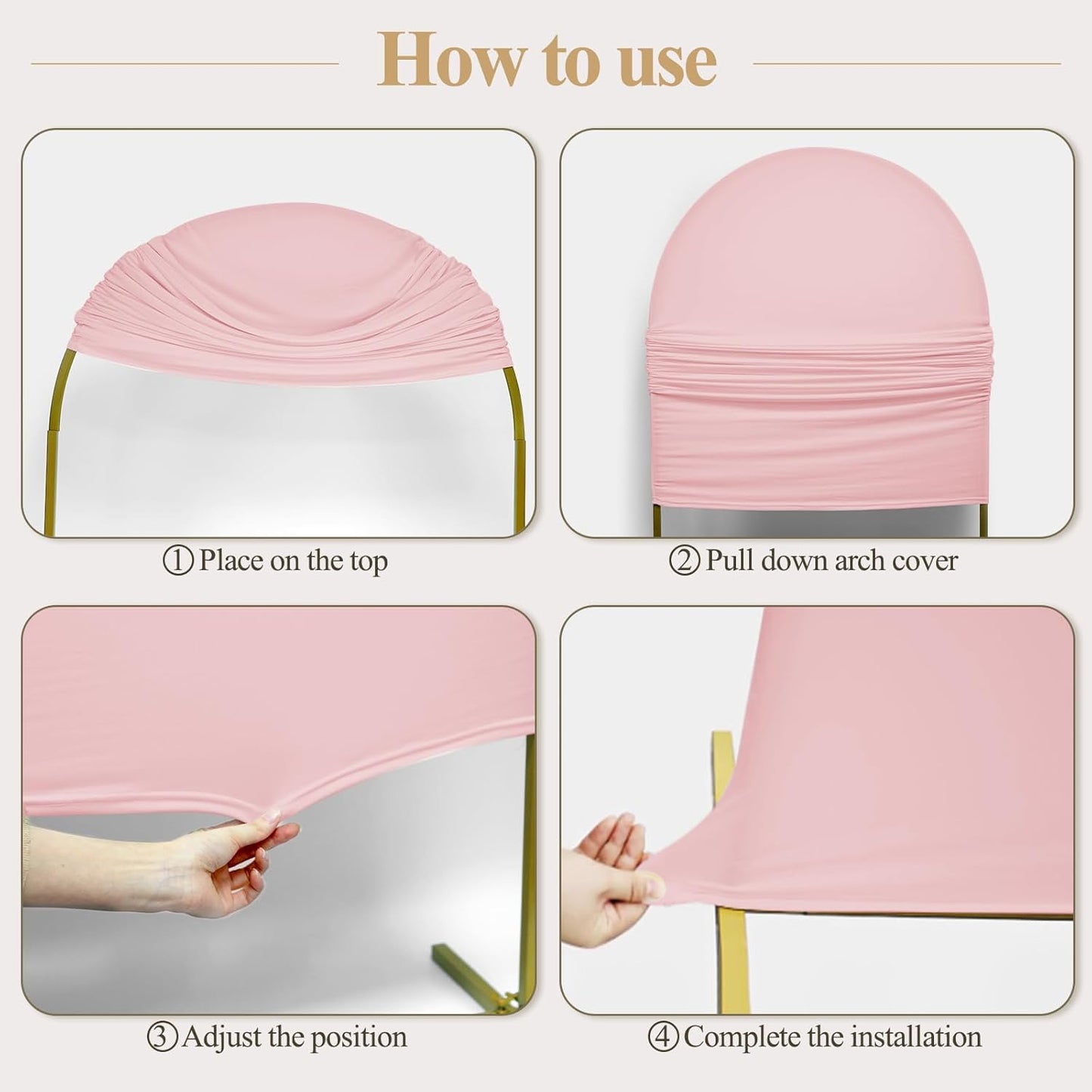 Ledido Wedding Arch Backdrop Cover 6FT 7.2FT Arch Covers 2Set Fitted Stretchy Spandex Round Top Stand Backdrop Cover for Wedding Banquet Ceremony Birthday Party Baby Shower Event Decoration,Pink