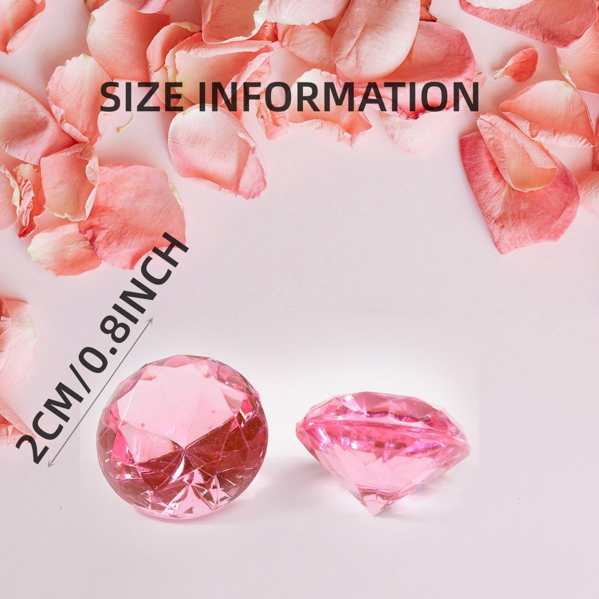 Fake Diamond Christmas Decoration, 280 pcs Pink 20 mm Acrylic Diamond for Table Scatters Vase Fillers