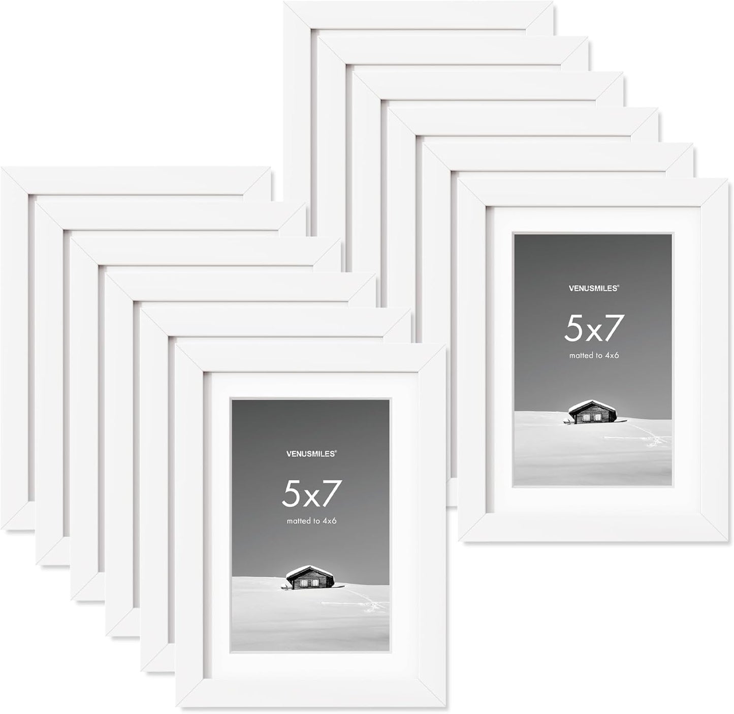 5x7 inch Picture Frame, 5x7 Photo Frames with 4x6 Removable Mat - High Definition Plexiglass - Vertical and Horizontal Display - Wall Hanging Frame - White, 12 Pack
