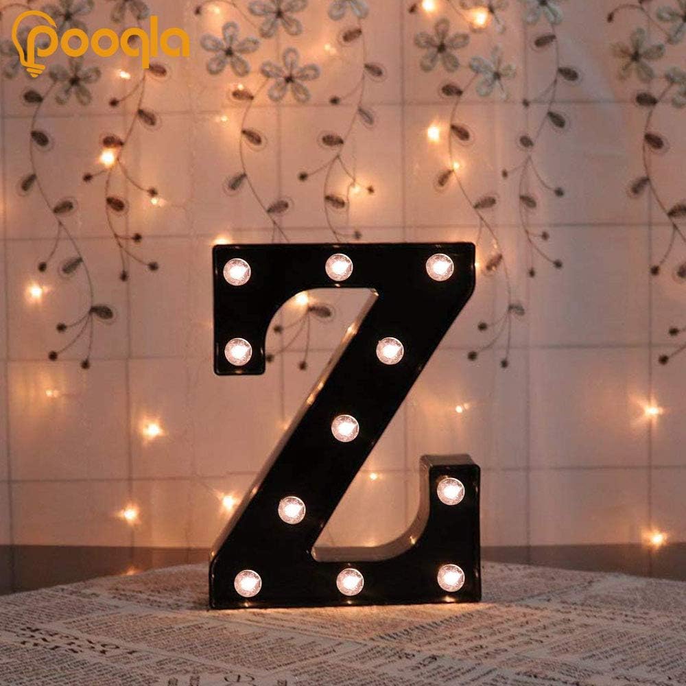 Decorative LED Illuminated Letter Marquee Sign - Alphabet Marquee Letters with Lights For Wedding Birthday Party Christmas Night Light Lamp Home Bar Decoration Z, Black