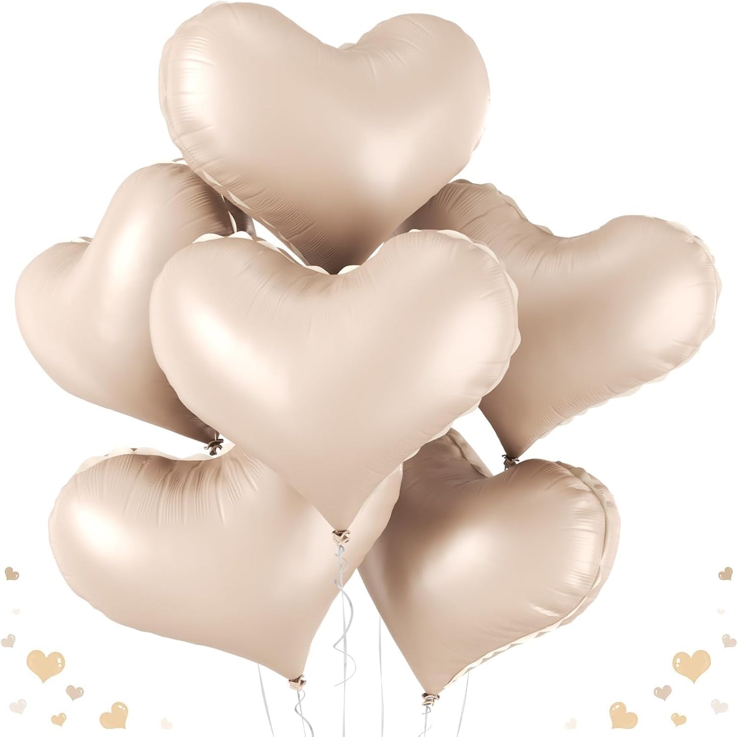 24 Inch Apricot Heart Balloons, Nude Heart Shaped Foil Balloons, Neutral Love Helium Balloon for Boho Valentines Day Bridal Shower Anniversary Wedding Birthday Party Decorations