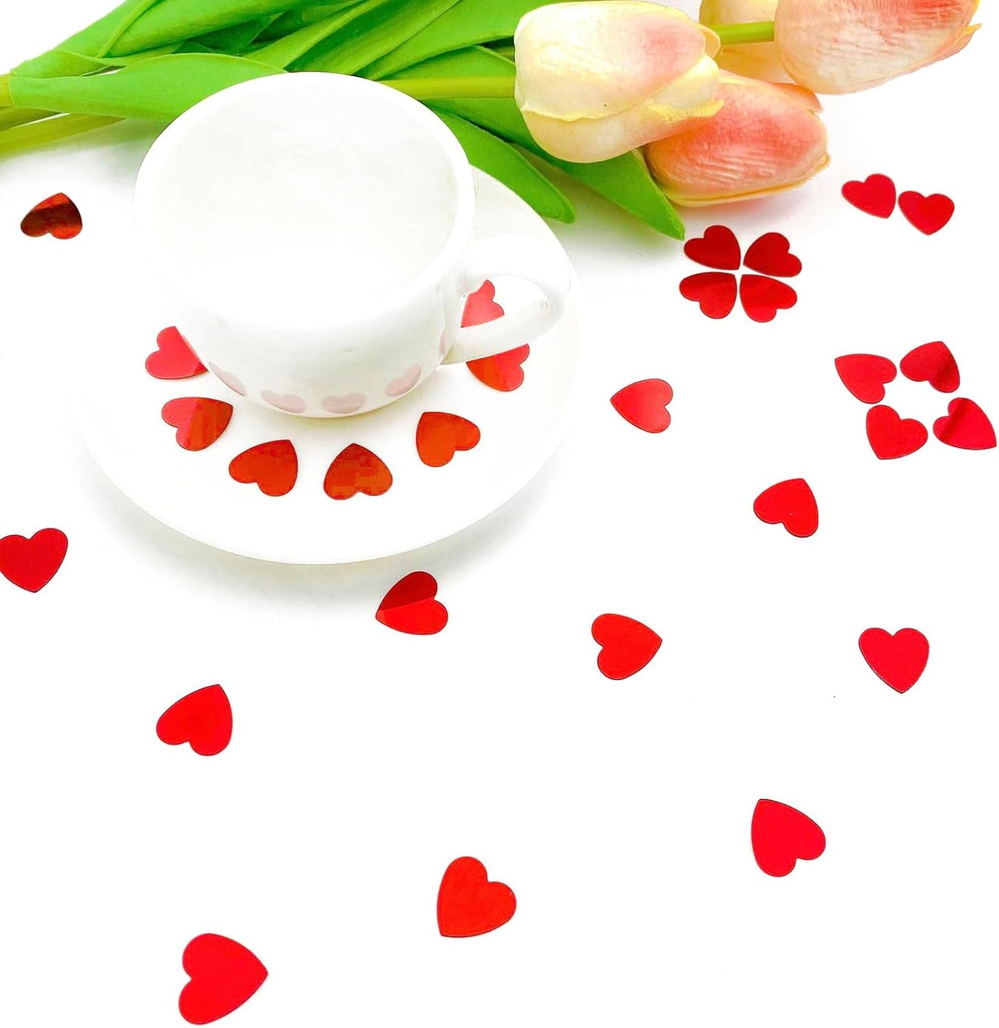 Heart Confetti Red Valentine's Day Table Confetti Metallic Foil for Party Wedding Happy Birthday Baby Showe Bridal Shower Festival Theme Party Decorations Supplies 1.6oz / 1000 Pieces(Red)