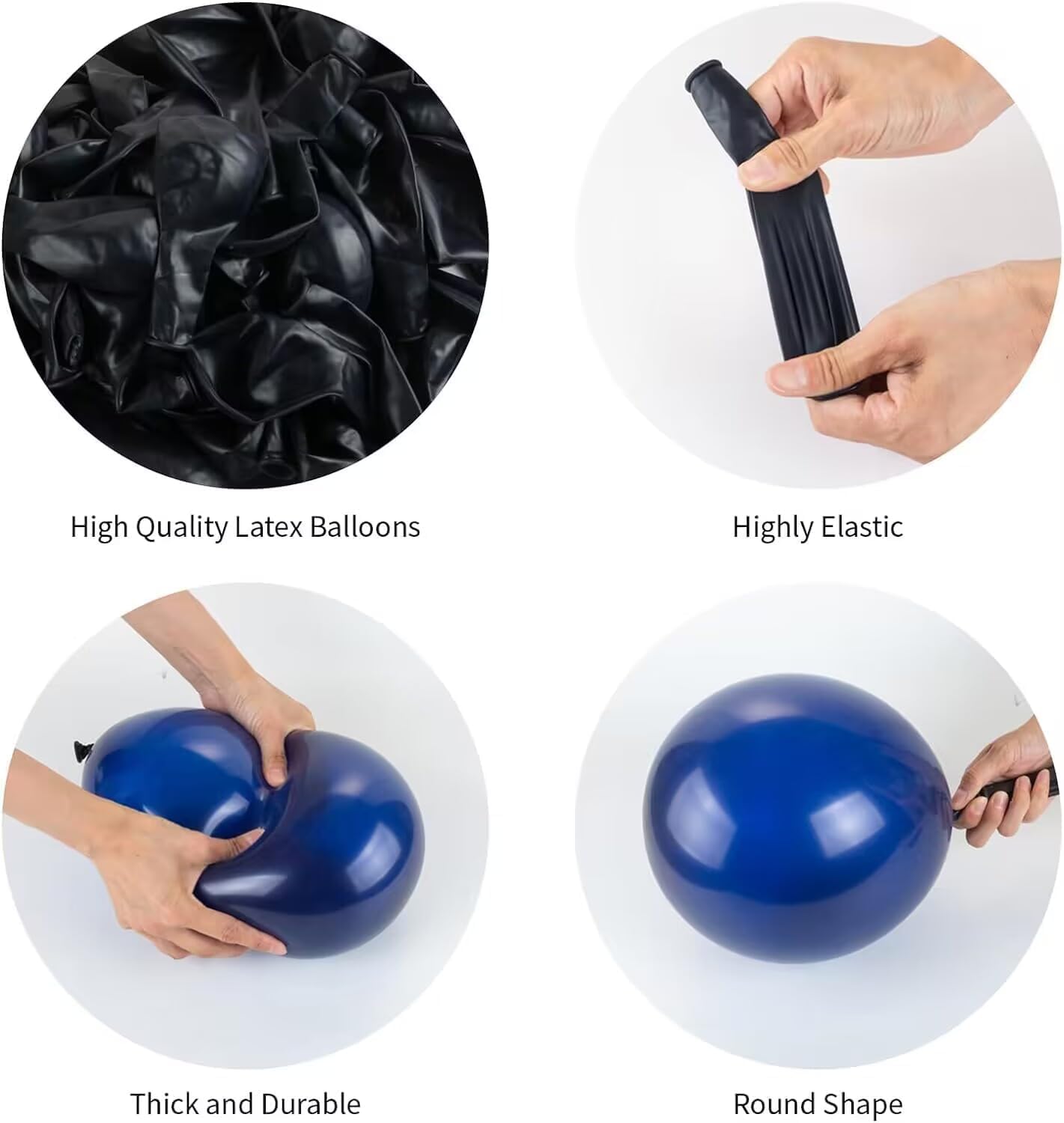 100pcs Navy Blue Balloons, Helium Quality 12 inch Dark Blue Latex Party Balloons for Birthday, Graduation, Christmas, Father's Day Party Decor (66ft Ribbons)