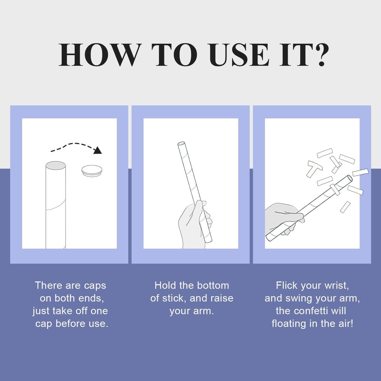 BATTIFE 14Pack Confetti Wands, Colorful Confetti Shoot Poppers, Tissue Paper Flick Flutter Sticks for Wedding Celebrations, Birthday, Multi-Color, 14 inch