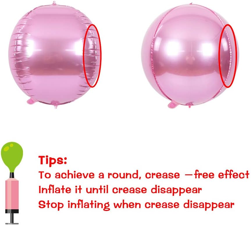 10 pcs Light Pink 4D balloon, 10 inch Foil Mylar Sphere Balloon for Birthday Party,Wedding,Valentine's Day, Christmas,Baby Shower Decoration Supplies