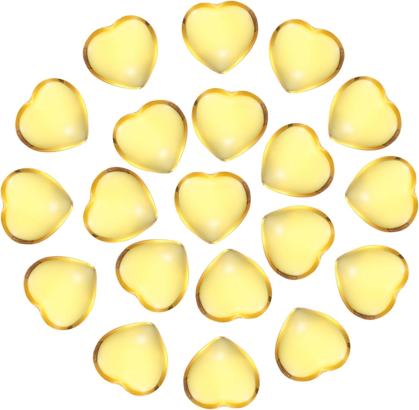 PATIKIL 20 Pcs Natural Heart Shaped Crystal Stone, 0.6 Inch Mini Polished Love Gemstone Crystal, Pocket Rock Engraved Worry Stones for Women Gifts Meditation, Clear Yellow