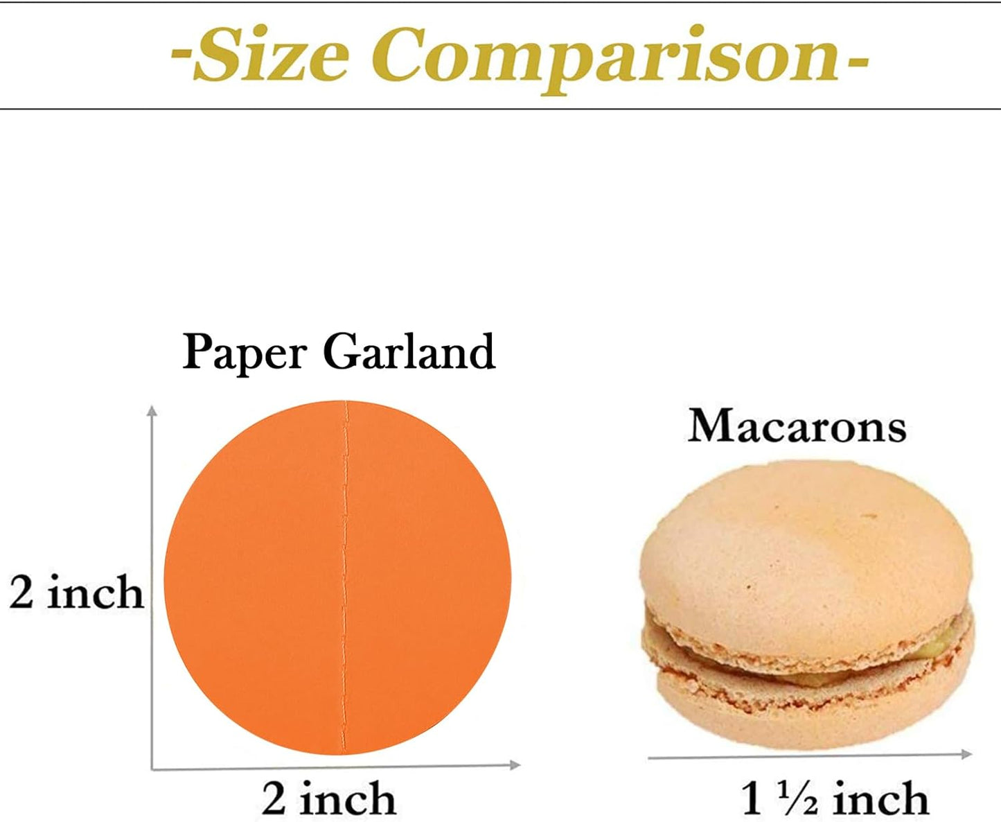 MerryNine Paper Garland 5 Pack, 65 Ft Glitter Paper Garland Circle Dots Hanging Decor, Banner for Baby Shower, Birthday, Nursery Party Decor (Orange)